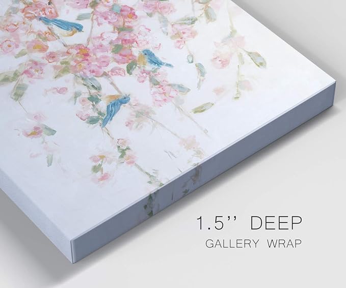 Renditions Gallery Canvas Nature Wall Art Modern Paintings & Prints Decor Romantic Blossomed Bluebirds Abstract Botanical Wall Hanging Artwork for Bedroom Office Kitchen - 8"x12" LT33