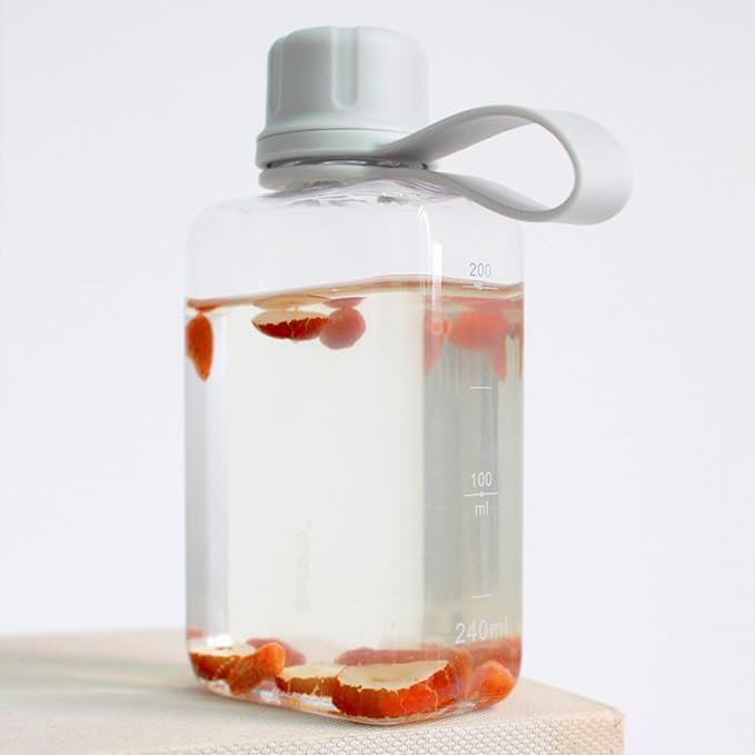 MoChic Flat Water Bottle Portable Slim Water Bottle Design BPA Free Wallet Water Bottle, Can be Put into Small Pockets, Makeup Bags and Handbags, Suitable for Travel, Work and Outdoor Sports 8oz(Gary)