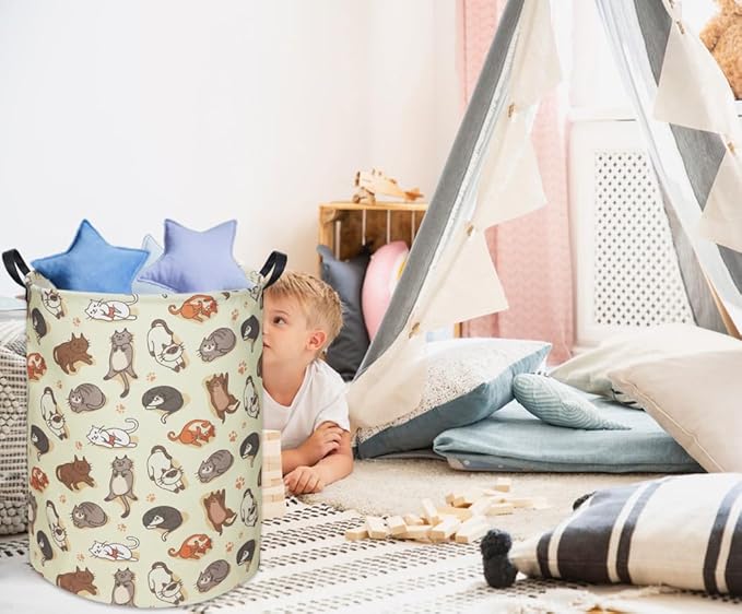 Cats Kids Laundry Basket Baby Hamper Cats Toy Storage Bin for Boys Room Decor Baby Nursery Hamper Gift Baskets for Bedroom Bathroom(Cats)