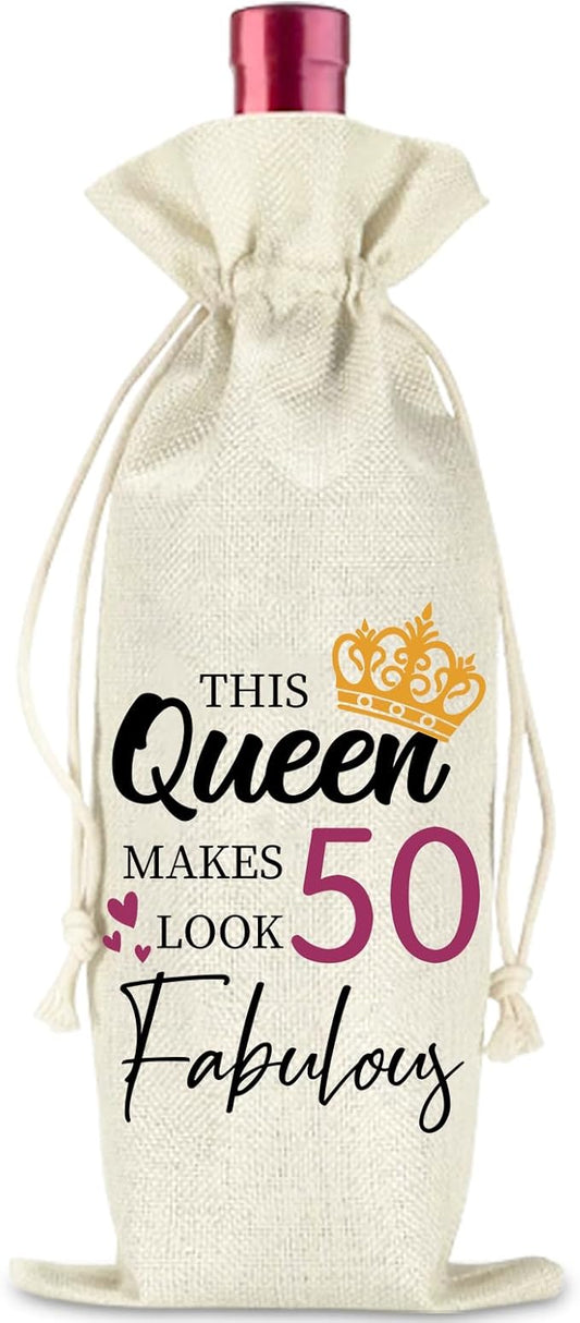 comfit 50th Birthday Wine Bag Gifts for Her,Make 50 Look Fabulous,50th Birthday Wine Bag,50th Birthday,Birthday Decorations