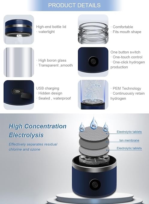 Hydrogen water bottle, 330ml, warm silver, AB-H266C