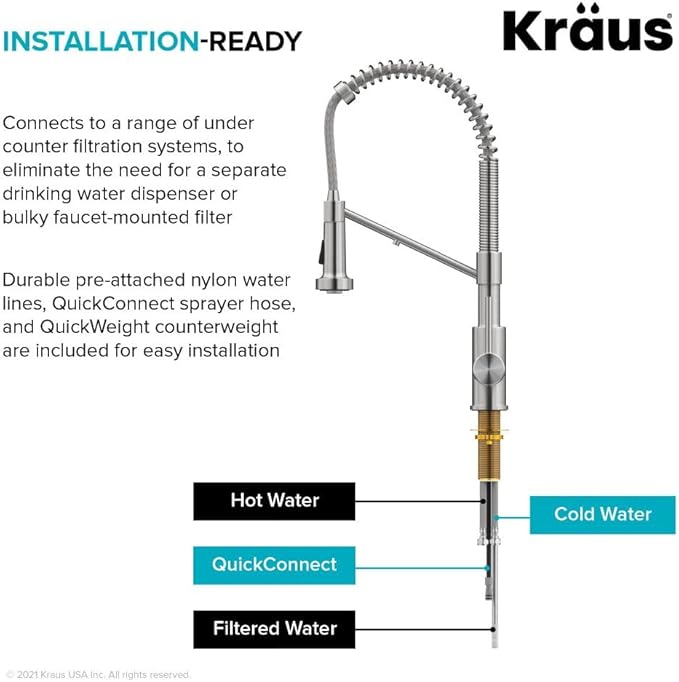 KRAUS Bolden 2-in-1 Commercial Style Pull-Down Single Handle Water Filter Kitchen Faucet for Water Filtration System in Matte Black, KFF-1610MB
