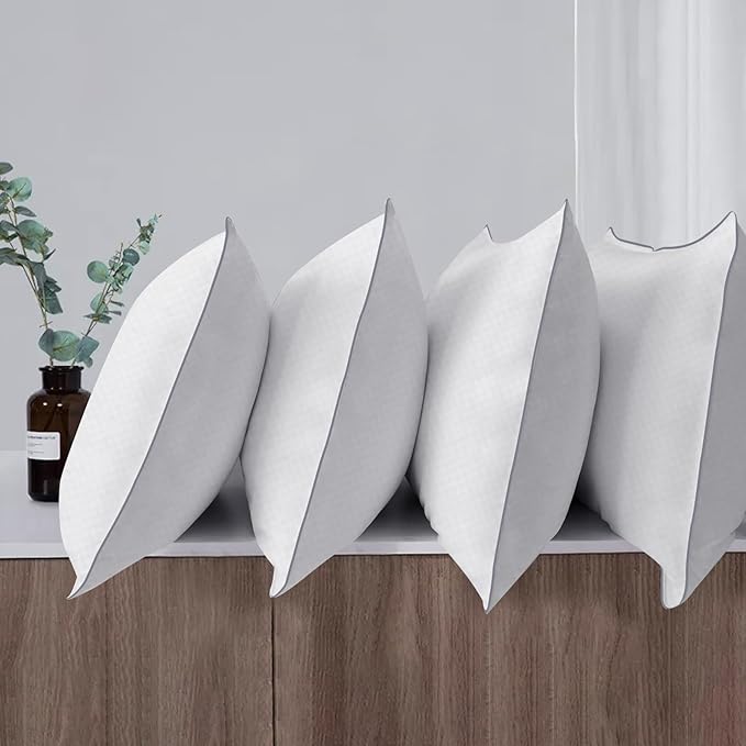 Bed Pillows for Sleeping Standard Size Set of 4,Down Alternative Filling,Pillows for Back, Stomach or Side Sleepers