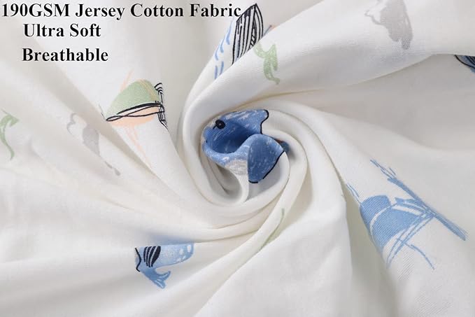 Bassinet Sheets Compatible with RONBEI Bassinet Bedside Sleeper, Cuddor, BabyBond and BUBAVAN Bassinet Bedside, 2 Pack, 100% Jersey Knit Cotton 190GSM, Ultra Soft Breathable, Dolphin and Whale