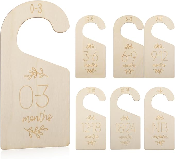 Sibba 7 Pcs Closet Dividers Clothes Organizer Adorable Wooden Holder Size Hanger Double Sided Bracket Drawers Must Haves Boho Nursery Decor Room Decorations Storage Rack