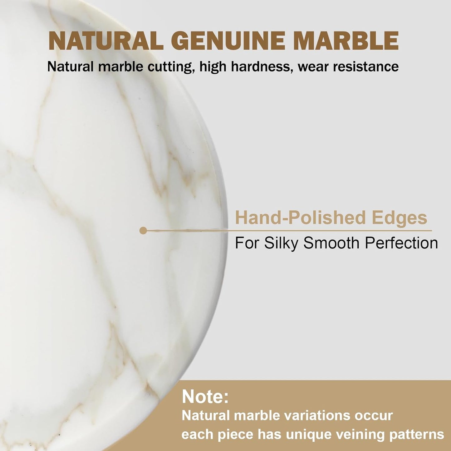 Natural Round Marble Tray - Luxury Decorative Serving Tray for Coffee Table, Bathroom Vanity, Dresser & Kitchen Countertop - Stone Organizer for Jewelry, Perfume, Candle, Home Decor -Statuario