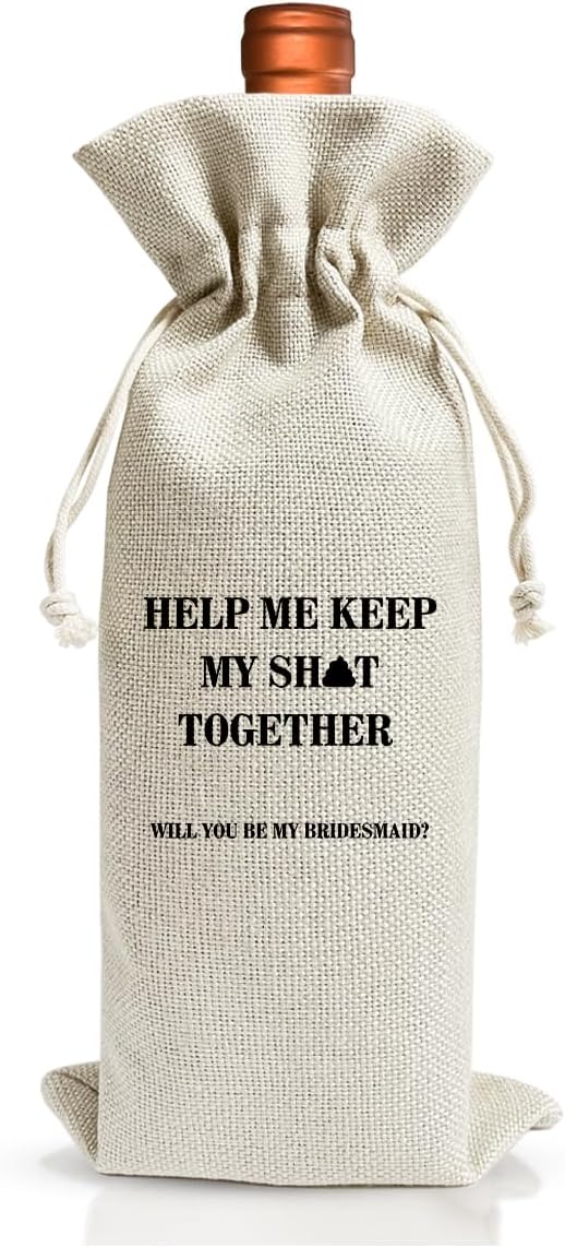 EUFJDKSL Bridesmaid Wine Bag Gift For Her Best Friend Women Girl, Engagement Party Or Bridal Shower Bachelorette Party Favor Decoration, Cotton Linen Wine Gift Bag With Drawstring