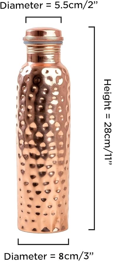 EcoLife Hydration Hammer Copper Bottle - Stay Refreshed with 900ml Capacity, 7X7X27 CM Size