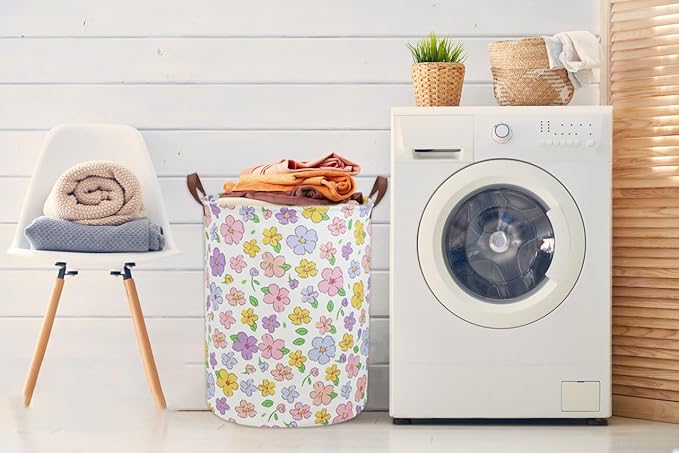 Kids Laundry Hamper,Flower Laundry Basket Collapsible Girls Storage Baskets for Home Decor,Office,Toy Organizer,(Flower)