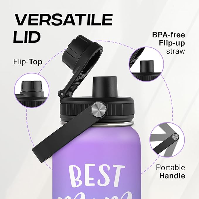 SANDJEST Best Mom Ever Water Bottle 32oz Stainless Steel Insulated Water Bottles - Gifts for Moms from Son Daughter - Mothers Gifts for Birthday Christmas