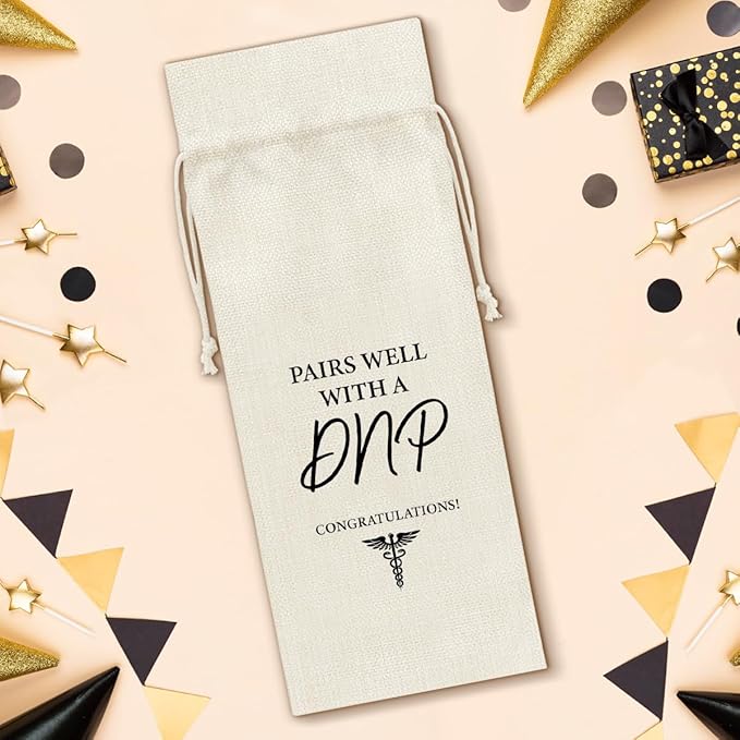 Graduation Wine Bag DNP Degree Wine Gift Bag Graduation Gift for Doctor Nurse Practice Med School Farewell Graduation Gifts