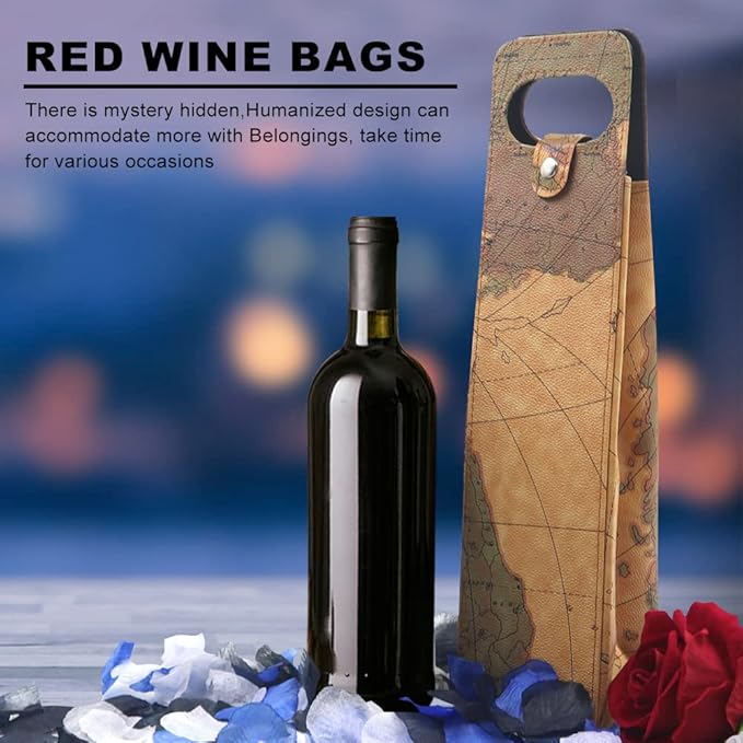 Single Bottle Wine Tote, Reusable Leather Wine Bag Tote, Single Bottle Wine Tote Bag, Crocodile Grain Wine Gift Bag for Picnic, Travel, Party, Birthday, Wedding, Restaurant (Yellow)