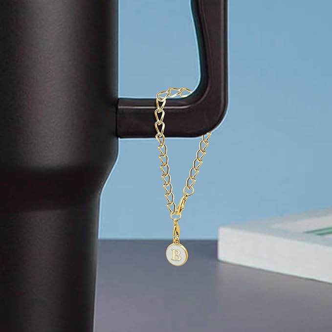 6PCS Letter Charm Accessories for Stanley Cup, Personalized Initial Letter Charms for Stanley Tumbler Handle Identification Letter Pendant Handle Decoration for Stanley Tumbler Charms (Letter B)