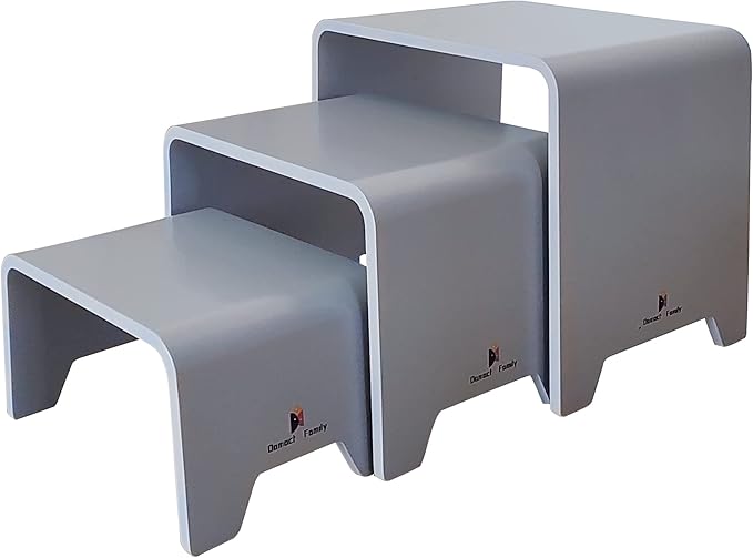 Damoch Family™ Children Chairs & Table Set for Kids,Functioning as Step Stool for Kitchen, Bathroom and Potty,Easy to Store,Patented Minimalist Design (Grey)