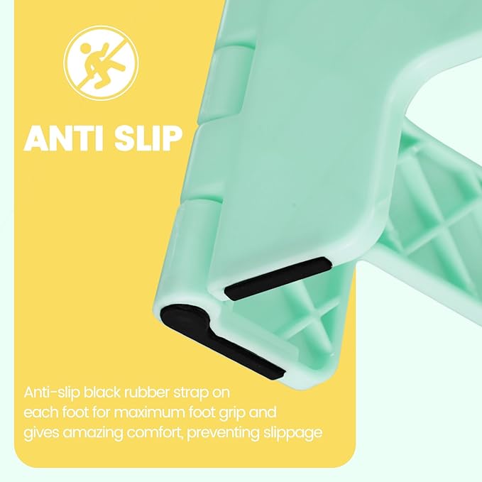 ACSTEP 9 Inch Folding Step Stool 300 LB Capacity Non Slip Foot Stool with Handle Plastic Foldable Step Stools for Kids Stepping Stool for Bathroom Black Small Step Stool (1 PC Teal)