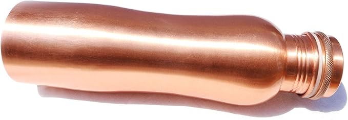 Matt Finish Copper Water Bottle - Joint Less Leak Proof Ayurvedic Drinkware Copper Vessel for Sports, Gym, Outdoors, Yoga, (Design 3)