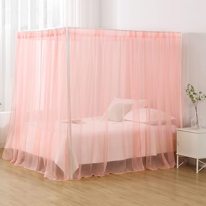 Canopy Bed Curtains Pink, Princess Bed Canopy Queen Size, Canopy Bed Scarf for Girls Adults Room Decor(Pink)