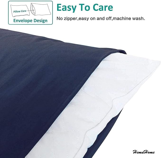 Toddler Pillowcase Set of 2 PC 600 TC 100% Egyptian Cotton Toodler 14x20 Inch Small Travel Pillow Case Envelope Closer Decorative Soft Cozy Travel Kids Nursery Preschool Pillow Cases, Navy Blue