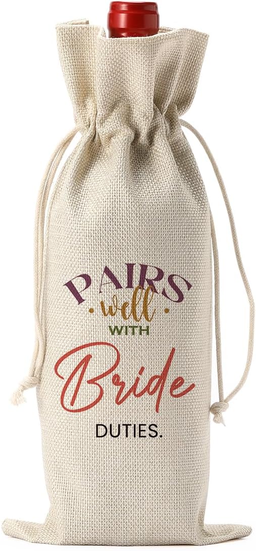 FBCCZEY Bridal Shower Wedding Gifts Wine Bag, Wedding Shower Gifts for Bride, Bride To Be Gifts, Bridal Shower Party Favors Wine Bags, Pairs Well with Bride Duties Wine Bottle Bag