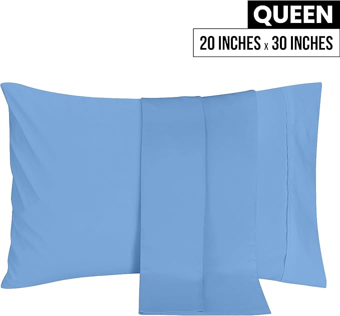 Utopia Bedding Queen Pillow Cases - 2 Pack - Envelope Closure - Soft Brushed Microfiber Fabric - Shrinkage and Fade Resistant Pillow Covers 20 X 30 Inches (Queen, Dutch Blue)