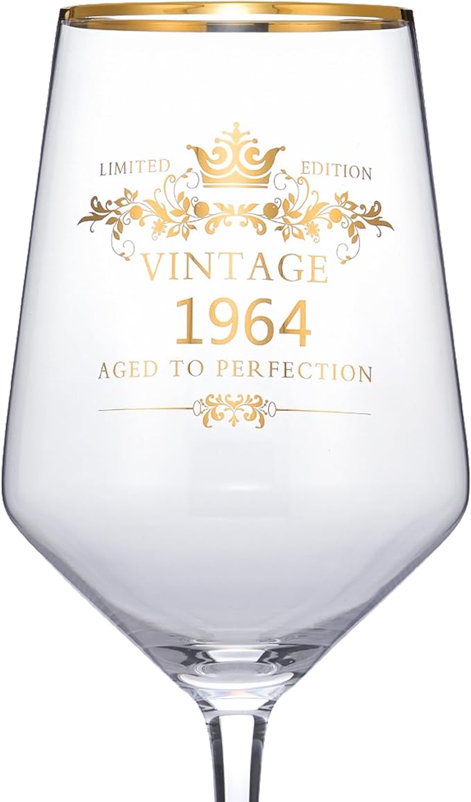 MOMRNTAIL Vintage 1964 60TH Birthday Goblet Gifts, 16OZ Goblet Wine Glass, 60 Year Old Birthday Decorations For Women men, Funny 60 Bday Gifts Idea For Friends, Sister,Dad, Mom - Turning 60 Present
