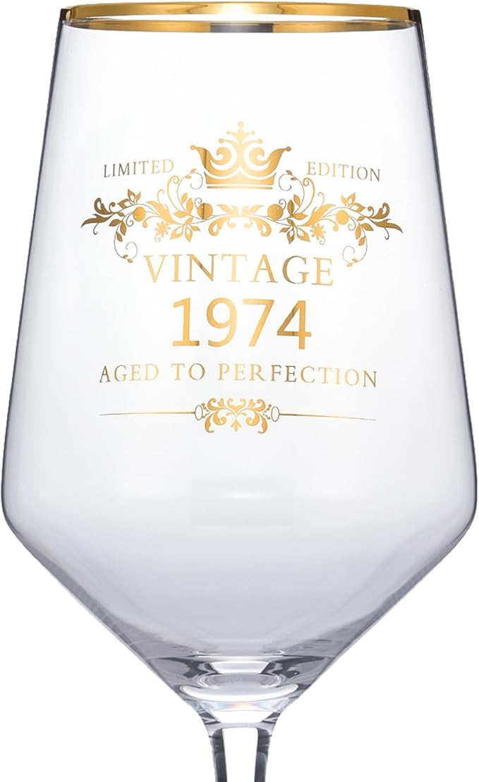 MOMRNTAIL Vintage 1974 50TH Birthday Goblet Gifts, 16OZ Goblet Wine Glass, 50 Year Old Birthday Decorations For Women men, Funny 50 Bday Gifts Idea For Friends, Sister,Dad, Mom - Turning 50 Present