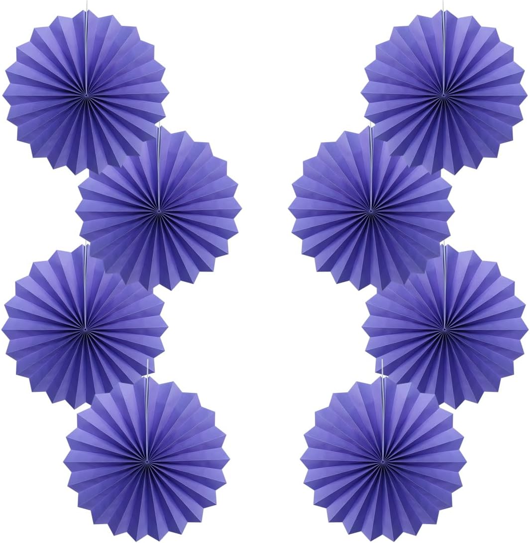 Purple Party Decorations,Purple Bridal Shower Decorations,Halloween Decor Events Accessories,Retirement Decorations Paper Fans Bulk 12in,Anniversary Decorations for Party 30 Color DIY Set(Purple)