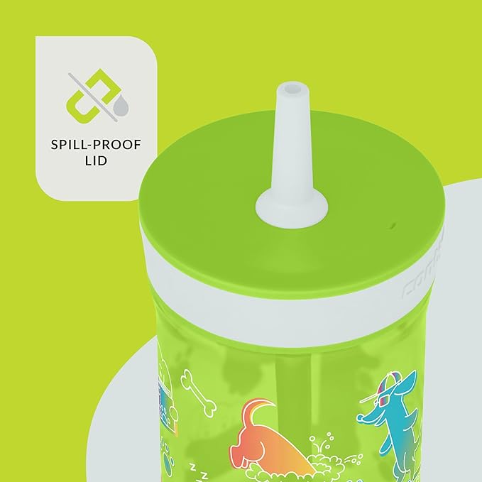 Contigo Leighton Straw Tumbler, 14 oz, Cool Lime (Dogs)