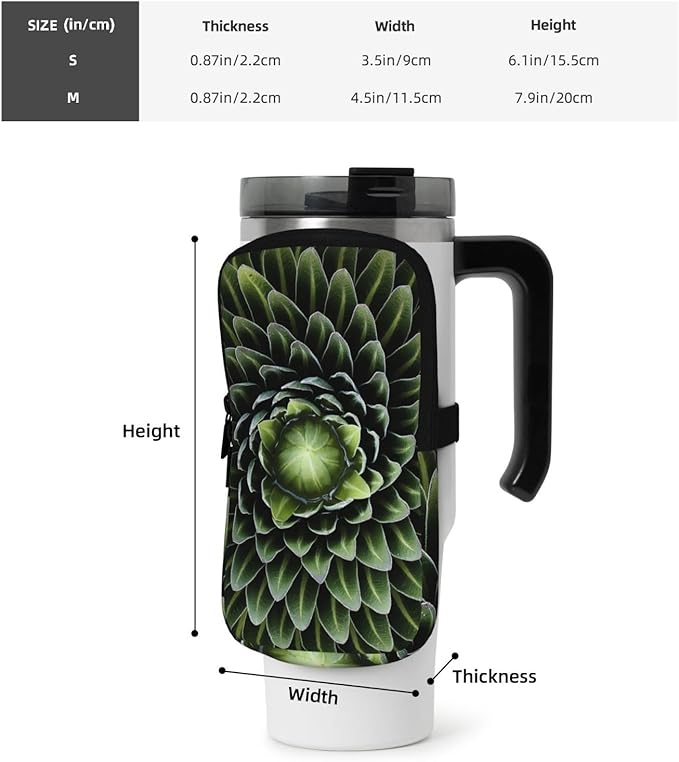 Water Bottle Pouch for Stanley Cup 40oz 30oz,Personalized Gym Purse for Men Women, Tumbler Pouch with Versatile Pocket Water Bottle Bag for Cards, Keys, Phone Botanical Leaf