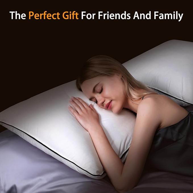 Natural Goose Down Pillows - White Down Pillow King Size - 550+ Fill Power - Soft and Support Down Bed Pillow for Back,Side,Stomach Sleepers，Pack of 1 (20" x 36")