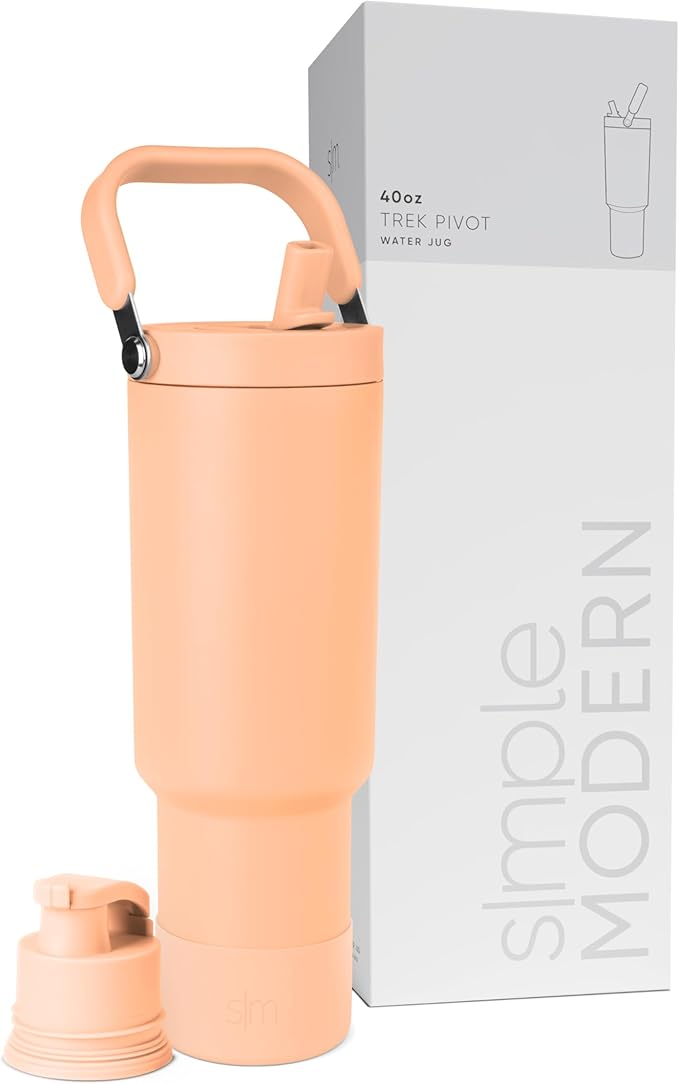 Simple Modern Trek Pivot | 40oz Flip Straw Tumbler with Handle | Water Bottle & Boot | Interchangeable Straw & Chug Lids | Insulated Stainless Steel Jug | Gym Sports Outdoors | Bellini