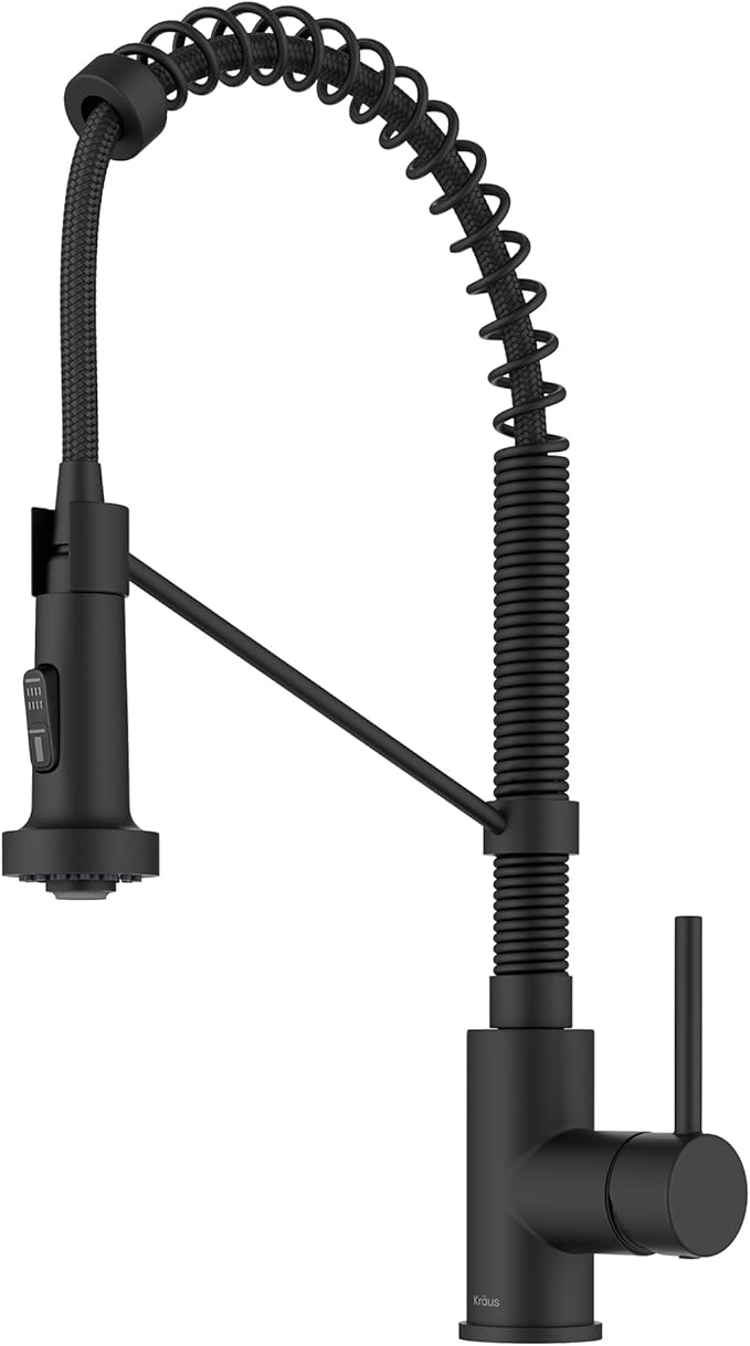 Kraus KPF-1610MB Bolden 18-Inch Commercial Kitchen Faucet with Dual Function Pull-Down Sprayhead in all-Brite Finish, 18 inch, Matte Black