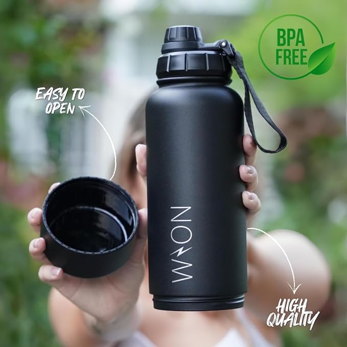 WON Stainless Steel Insulated Water Bottle with Storage Compartment for Dog Food, Snack, Pills, Keys, Cash and Valuables - 32oz Metal Vacuum Flask for Cold & Hot Drinks - Diversion Safe Water Bottle