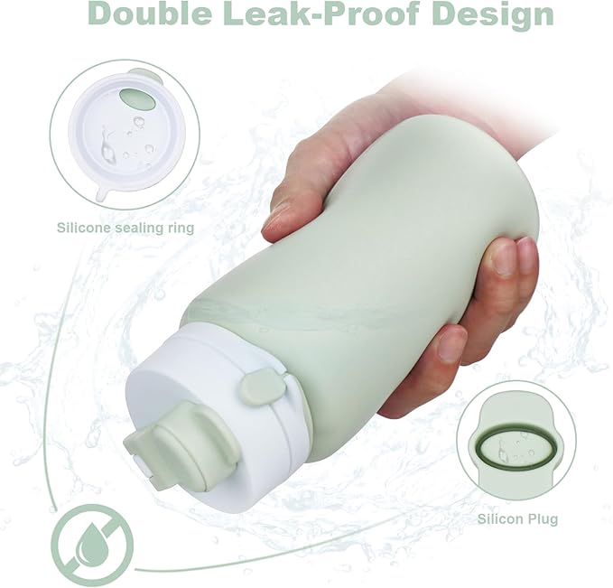 Collapsible Water Bottle, Foldable Water Bottle BPA Free Reusable Lightweight Leak-Proof Travel Silicone Water Bottle for Travel, Gym, Hiking, Office, Camping