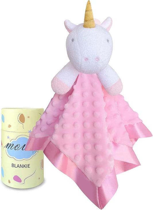 Pink Unicorn Baby Security Blanket Loveys for Babies Girls, 16" Soft Baby Lovey Blanket, Baby Snuggle Stuffed Animals Blankie, Baby Girls Gifts for Infant and Toddler