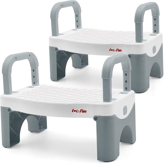 Potty Step Stool for Toddlers 2 Pack, Toddler Step Stool for Bathroom Sink, Kids Toilet Step Stool for Toddler Boys and Girls -Grey