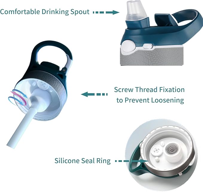 25oz Water Bottle with Clip Handle, Water Bottles with Locking Lid, Travel Plastic Water Bottle,Water Bottle with Straw, and Sports Tritan water bottle - Green