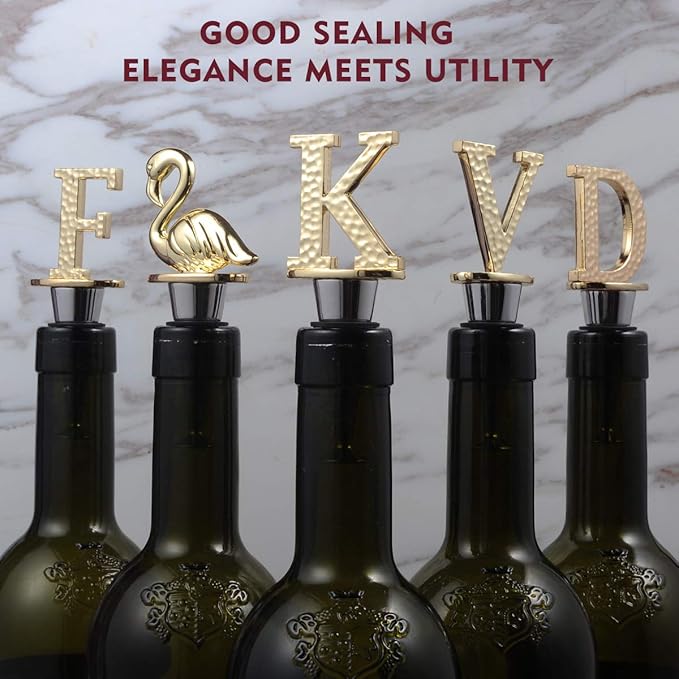 Miicol Wine Stopper, Prosecco Stopper, Wine Bottle Stopper, Personalised Champagne Stopper, Gold Wine Accessories, Wine Lovers Gift, Monogram Gift, Letter K