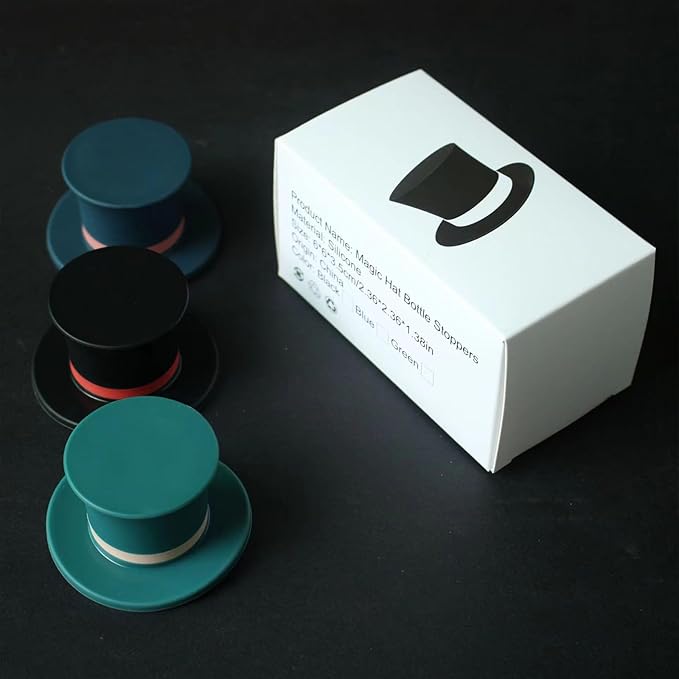 Silicone Wine Stopper, Fun Magic Hat Shaped Cap Seals Bottle, Keeps Wine Fresh, Cute Wine Accessories, Seasoning Bottle Stopper, Seal Safety Gadgets, 3 Pack