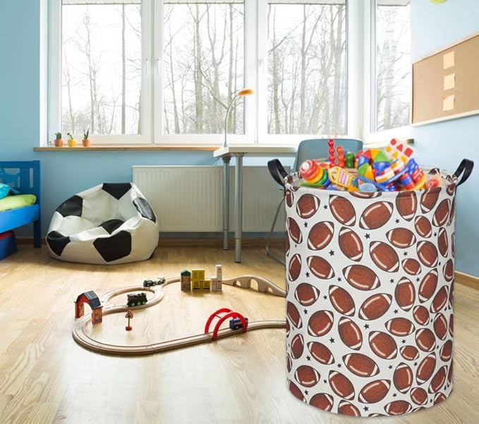 Football Kids Laundry Basket Baby Hamper Football Toy Storage Bin for Boys Room Decor Baby Nursery Hamper Gift Baskets for Bedroom Bathroom(Football)