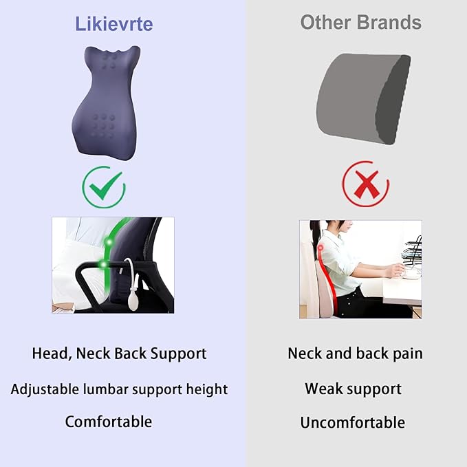 Lumbar Support Pillow for Office Chair - Memory Foam Back Support Pillow with Air Pump for Reducing Lower Back Pain, Adjustable Backrest for Office Chair/Desk Chair, Improve Posture