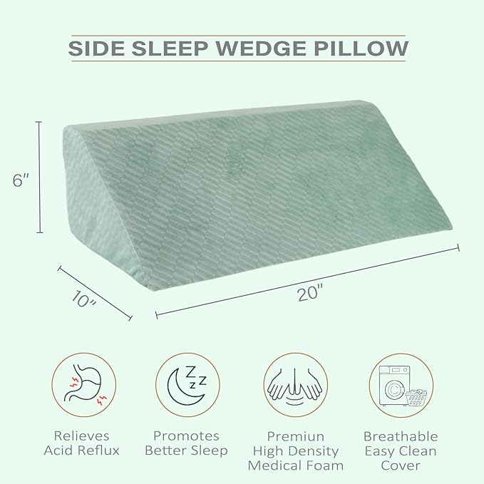 Body Wedge Pillow for Side Sleeping, Body Position Side Wedge Pillow, Back Positioning Elevation Pillow, Back Wedge Pillow for Side Sleepers, Wedge Pillows for After Surgery, Back Pain, Pregnancy