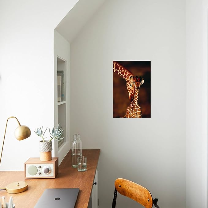 Canvas Wall Art Prints Giraffe and Baby by Lantern Press, Animals Decor, 12" x 18"