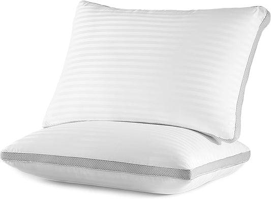 SLEEP ZONE Bed Pillows for Sleeping, King Size Set of 2, Sandwich Mesh with Breathable Sides, Premium Medium Pillows for Back, Stomach or Side Sleepers