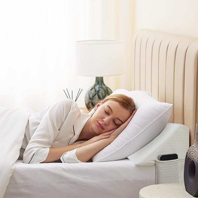 King Bed Wedge Pillow for Headboard, Foam Headboard Pillow, Bed Gap Filler, Mattress Gap Filler King - Fill The Gap (0-7") Between Headboard and Mattress (Air-Layer White, 76"x10"x6")