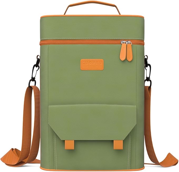 Premium Yerba Mate Kit Carrier Tote Bag - Double Layer Waterproof 2 Wine Bottle Pockets Portable Bag for Travel, Picnic, Beach