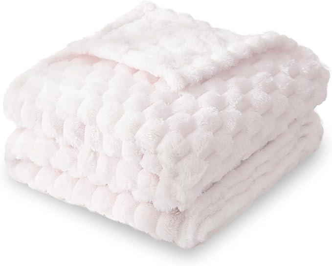 HOMRITAR Flannel Fleece Fluffy Fuzzy Blanket for Baby 3D Jacquard Soft Warm Plush Bed Blanket for Home Decor, Toddler Infant or Newborn Receiving Blanket (30 x 40 Inch, Cream)