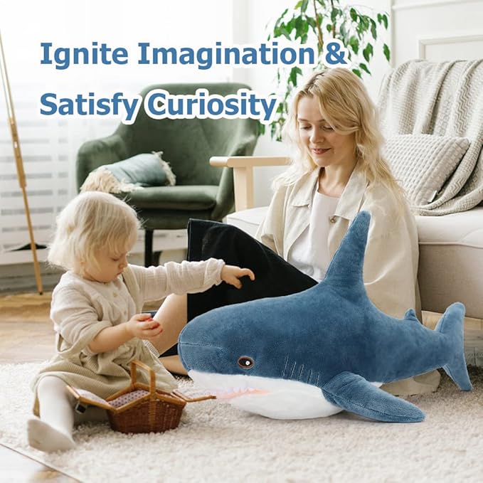 MorisMos Giant Shark Stuffed Animal Shark Plush Toys, Soft Plush Shark Hugging Pillow for Kids, 40 inch