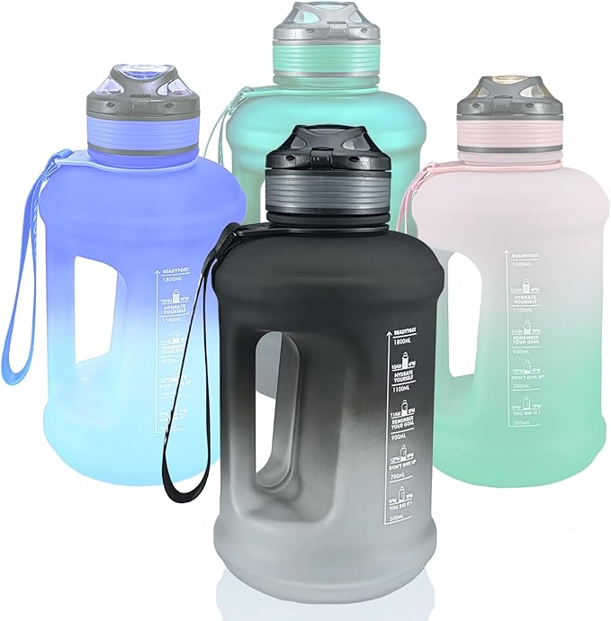 Sports Water Bottle, 63 Oz/1800mL, Leak Proof BPA Free Travel Outdoor For Men Women (Gradient_Black)