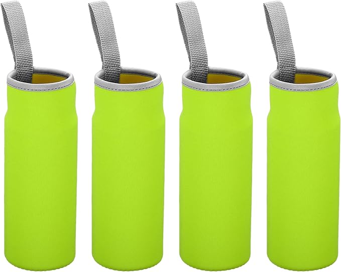 PATIKIL 65mmx180mm Water Bottle Sleeve, 4 Pack Neoprene Insulated Bottle Bag Holder Carrier Pouch with Finger Strap, Green